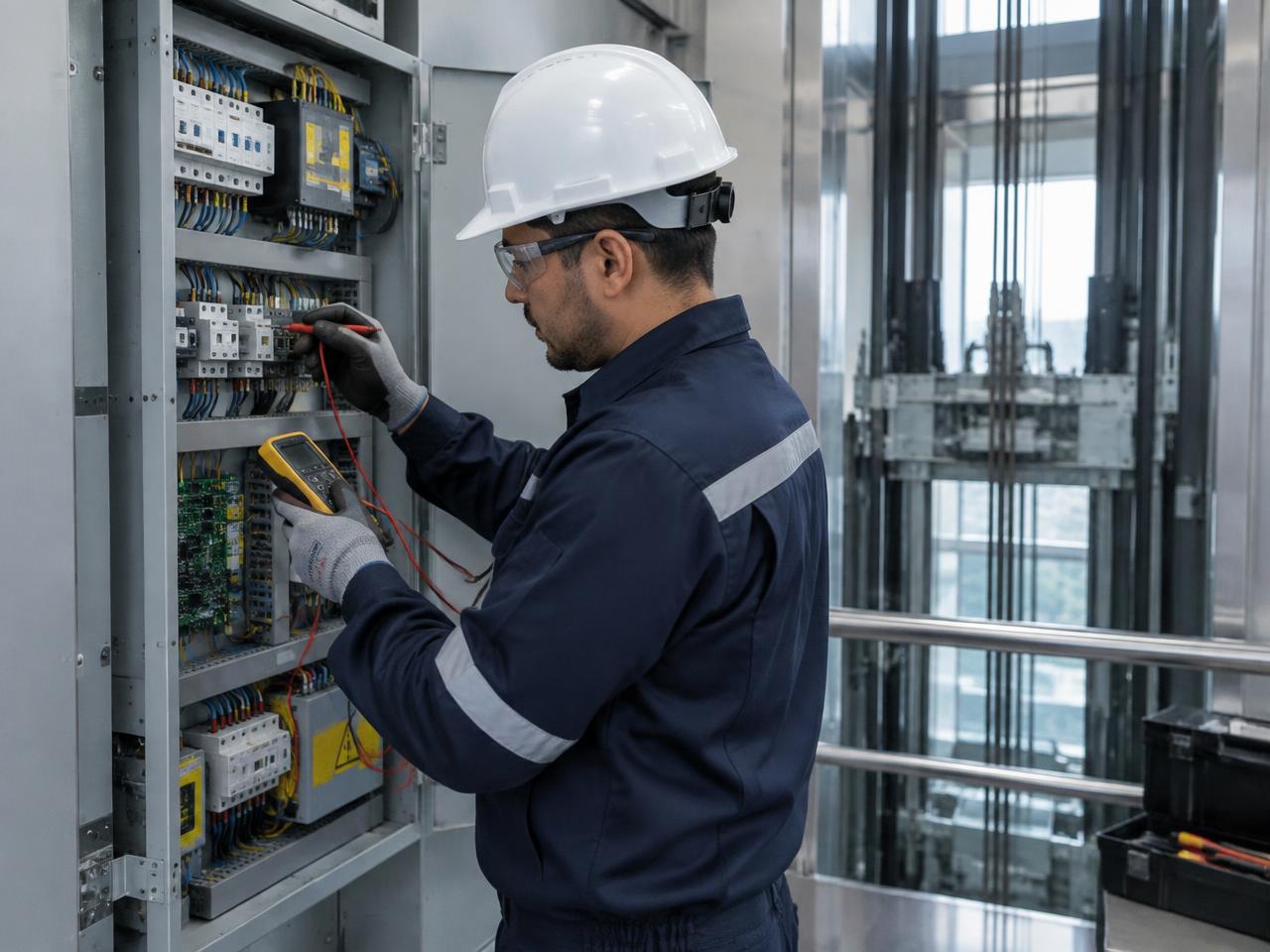 Técnico especializado revisando un sistema electromecánico